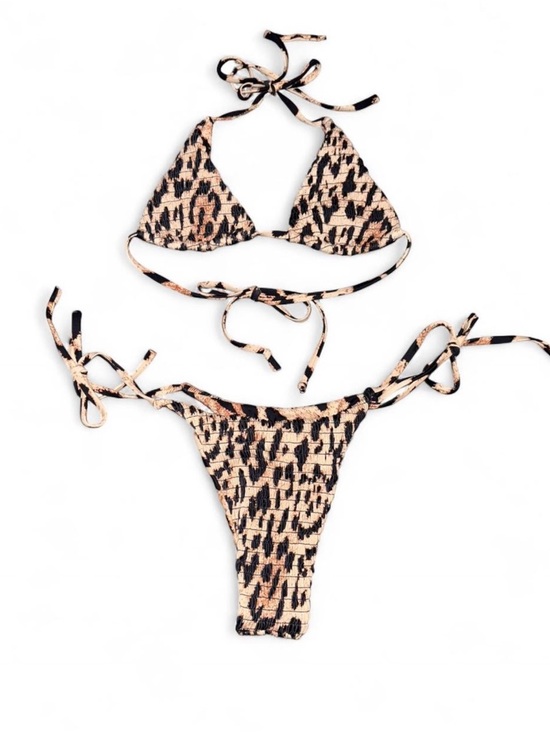 SHEIN Other - Leopard Print Tie Bikini Set in